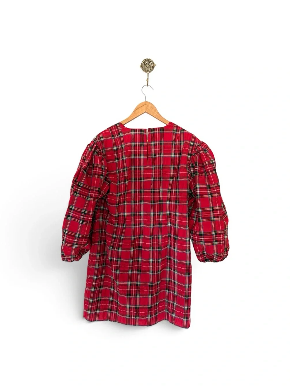 J.CREW PUFFED SLEEVE RED TARTAN DRESS — SIZE M, NWT